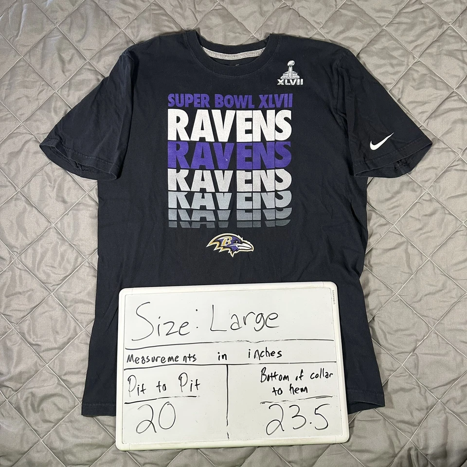Nike Baltimore Ravens Shirt Mens Large Black NFL Super Bowl Ray Lewis Flacco - Image 1 of 4