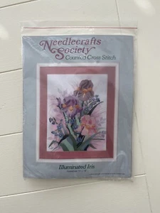 Needlecrafts Society BELEUCHTETE IRIS gestempelt gezählt Kreuzstich 11x14 NEU - Bild 1 von 3