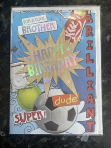 For A Cool Brother Happy Birthday Card Brilliant Super Dude Football - Picture 1 of 2