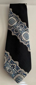 Vintage Brittania Polyester Tie Blue Paisley Retro Made In Great Britain - Picture 1 of 4