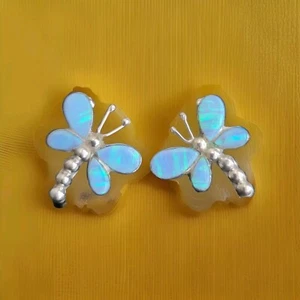 Aretes Erick's de plata esterlina ópalo azul mariposa Taxco.925 - Imagen 1 de 6