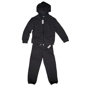Kids Sweatsuit Hoodie Jogger Sweatpants Set Full Zip Gray Med 8 - Picture 1 of 15