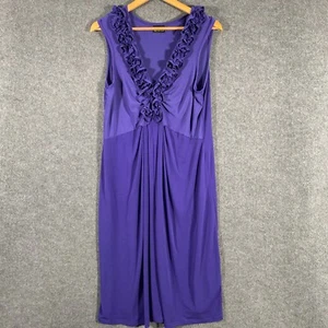 Sara Dress Womens 1X XL Plus Purple Shift Ruffles Midi Summery Flowy Ladies - Picture 1 of 12