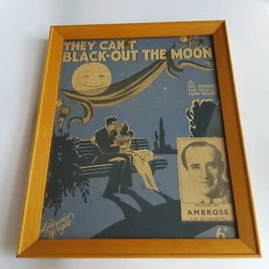 Póster de partitura musical vintage 1939 They Cant Black Out The Moon hoja enmarcada 34 cm - Imagen 1 de 16