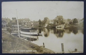 Tarjeta postal con foto real Medford MA Mystic Toppan Boat Dories Lunchches RPPC 1914 - Imagen 1 de 2