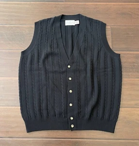 Jacob Miller Men's Black 100% Xtrafine Merino Wool Button Sweater Vest Sz Medium - Picture 1 of 10