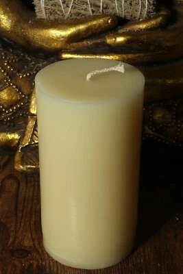 🐝100% PURE WHITE BEESWAX LARGE Pillar Candle ORGANIC 450g. BURN UP TO 90HRS USA - Image 1 of 3