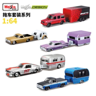 Maisto 1:64 Trailer Set Series Alloy Flat Traction Trailer Car Model Toy - Image 1 of 4