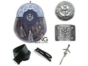 Men's Scottish Thistle Sporran Set Scottish Antique Sporran - Picture 1 of 2