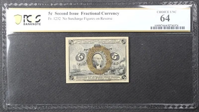 PCGS Choice UNC 64 Fr. 1232 1860's Second Issue 5¢ Fractional, w/o surcharge - Image 1 of 2