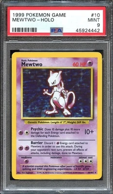 Pokemon 1999 Base Set Unlimited Mewtwo #10 Holo PSA 9 MINT - Image 1 of 2
