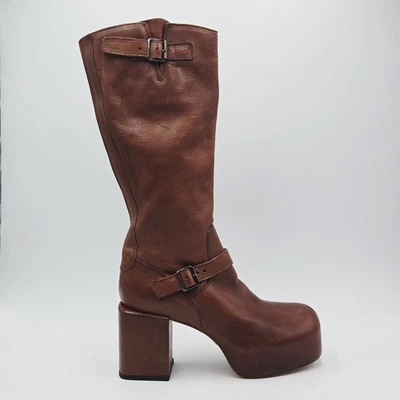 Damenschuhe MOMA 37 Stiefel Dunkelbraun Leder Louvre 169CND - Bild 1 von 4