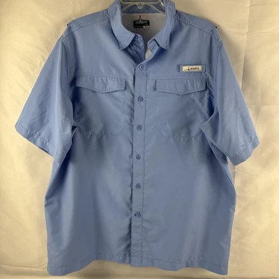 Habit Solar Finder Men's Blue Vented Button Down Pockets Shirt LARGE - Image 1 of 4
