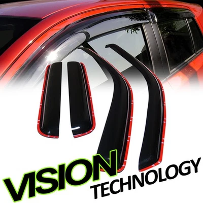 Встроенный козырек на окно 4 шт для 04–12 Chevy Colorado/GMC Canyon с двойной кабиной - Изображение 1 из 2