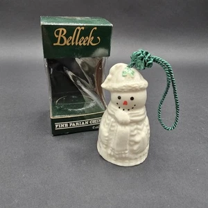 Belleek Sweater Snowman Bell Ornament Irish Christmas With Box 3.25" - Picture 1 of 10