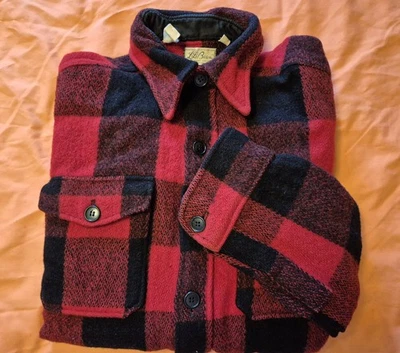 VINTAGE 50s 60s LL BEAN WOOL BUFFALO PLAID SHIRT/ SHACKET LARGE USA! EX COND! - Image 1 of 4