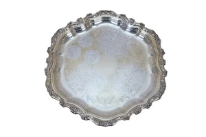 Vintage Webster Wilcox Oneida Footed Foliate Silver Plate Serving Tray 15" - Picture 1 of 11