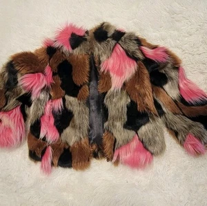 Imoga Faux Fur "Greta"  Girls Jacket Size 6 Multi Color Teddy Plush - Picture 1 of 8