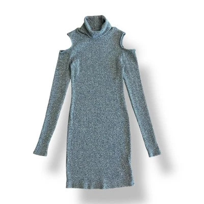 Silence and Noise Cold Shoulder Mock Neck Mini Dress Womens Size S Gray - Image 1 of 4