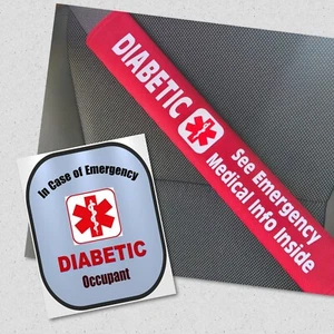 Diabetic Seat Belt Cover and Window Decal Type 2 Diabetes Safety Set - Picture 1 of 4