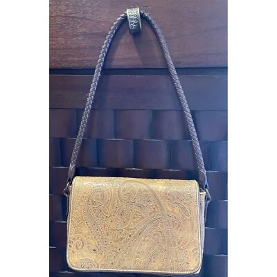 Relic Paisley Brown Leather Embossed Purse With Braided Strap & Magnetic Closure - Image 1 of 4