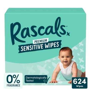 Rascals Premium Toallitas Sensibles, Biodegradables | 12 x 52 (624) Toallitas Bebé - Imagen 1 de 6