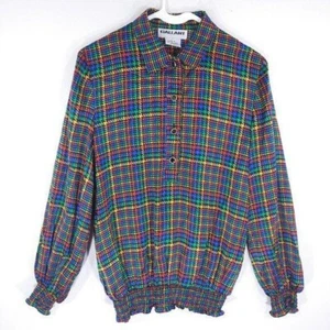 Gallant 100% Silk Vibrant Rainbow Colorful Blouse Size 6 Long Sleeve Teacher - Picture 1 of 11