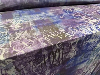 Power Mesh Stretch Spandex Fabric, Per Metre - Urban Graffiti Print - Violet - Image 1 of 4