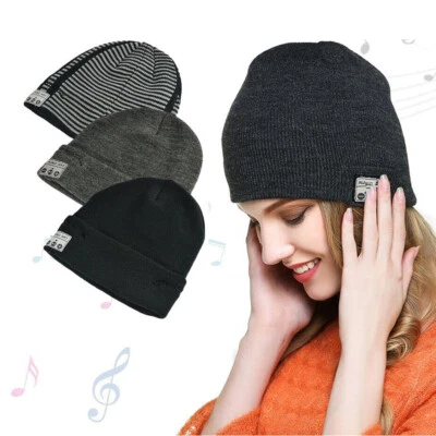 Bluetooth Headset Beanie Sports Music Hat Headphone Microphone Speaker Men Women - Image 1 of 4
