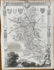 ANTIQUE MAP BUCKINGHANSHIRE C1836 BY THOMAS MOULE IN ENGLISH COUNTIES LIMITED - Picture 1 of 4