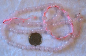 Set Rosenquarz Halskette und Armband, Schnur mit Schiebeverschluss - Bild 1 von 9