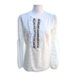 Julie Fagerholt Heartmade Denmark Embellished Shirt Lace Trim Size 40 €200+ NWT - Picture 1 of 13