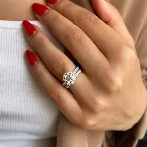 Set Fede Nuziale 2,50 Carati IGI GIA Laboratorio Coltivato Taglio Tondo Diamante Oro Bianco 14k - Foto 1 di 8