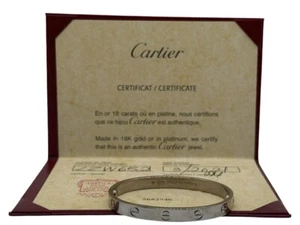 CARTIER LOVE CLASSIC MODEL 18K WHITE GOLD BANGLE 6.1MM BRACELET SZ 1 (EPJ028138) - Picture 1 of 10