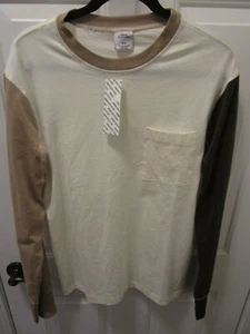 URBAN OUTFITTERS COLORBLOCK COVERSTITCH L/S NEUTRAL T-SHIRT SIZE SMALL NEW - Picture 1 of 5