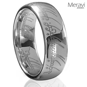 Lord of the Elvish Rings Silver Tungsten Promise One Ring Mens Comfort Fit Band