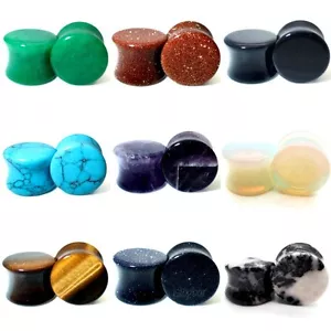 3MM - 30MM STONE EAR PLUG SEMI PRECIOUS STRETCHER TUNNEL TAPER SADDLE TIGER EYE - Picture 1 of 8