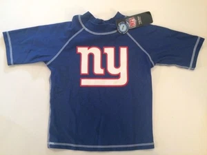 NWT~NFL NY NEW YORK GIANTS~BOYS SHORT SLEEVE SWIM SHIRT RASHGUARD~SIZE 10/12~NEW - Picture 1 of 1