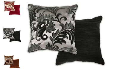 Swirls Collection Damask Chenille Cushion Cover - Image 1 of 4