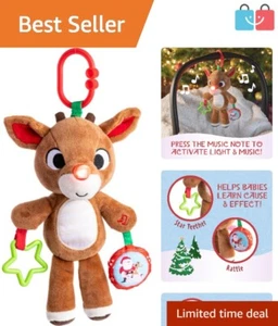 Asthma-Friendly Rudolph Teether Toy - 12" Holiday Interactive Plush for Babies - Picture 1 of 10