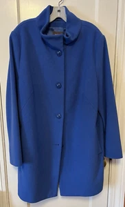 Basler Women's Wool Angora Coat US Equivalent 2X Blue Mid Length - Picture 1 of 15