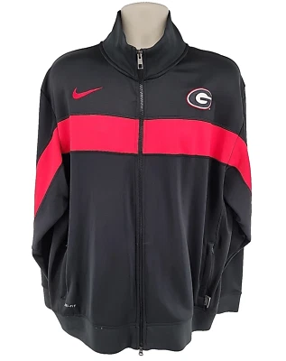 Nike Georgia Bulldogs Jacket Mens XL Black Red Embroidered Logo Zip Pocket Track - Image 1 of 4