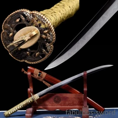 Special T10 clay tempered Japanese samurai sword Wakizashi Gold copper tsuba - Image 1 of 4