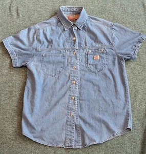 Vintage! Ki-Ko-Mo Denim Blue Jeans Button Down Pocket Shirt Women's MD 90’s Y2K - Picture 1 of 8