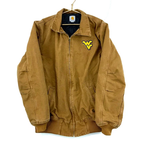 Carhartt Canvas West Virginia Mountaineers Work Bomber Jacket Large Ncaa Cover