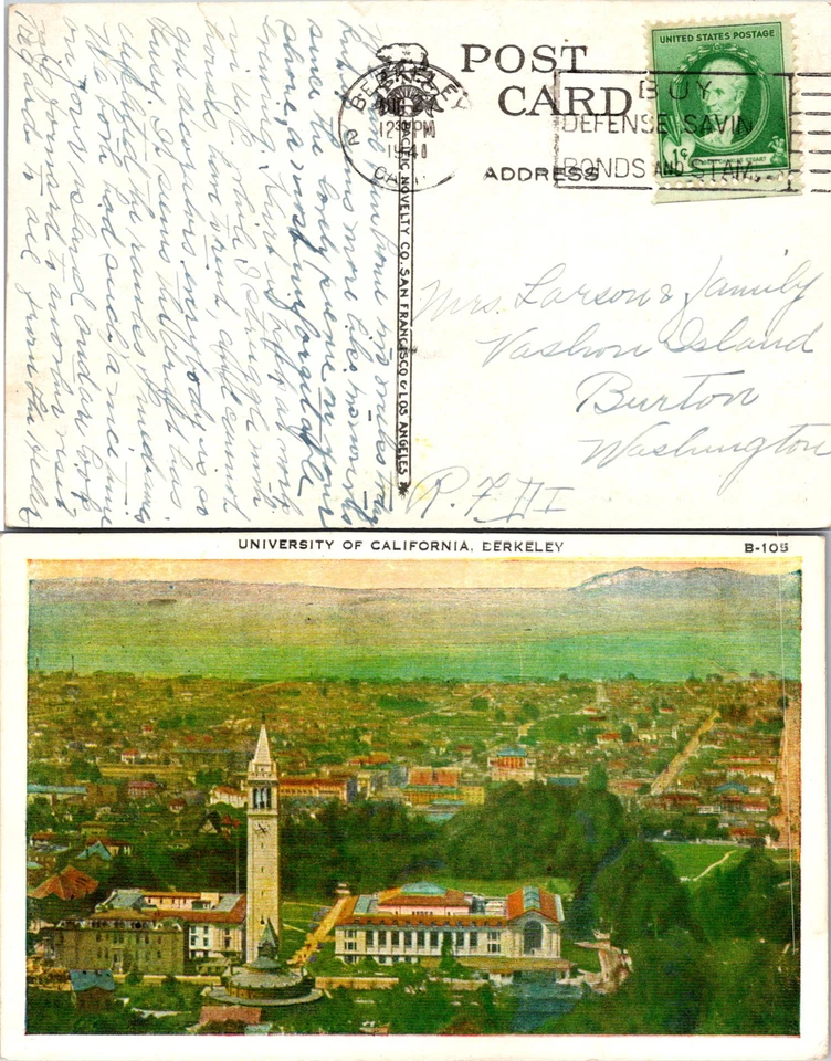 Postal vintage de California University of Berkley CA usada 50917 Foto 1 de 1