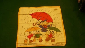 Walt Disney Donald Duck BARB SIGNED cotton handkerchief  Huey Dewey Louie S260 - Picture 1 of 5