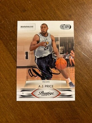 A.J. Price 2009 Prestige Bonus Shots Black Rookie Auto #196 Pacers UCONN /100 RC - Image 1 of 2