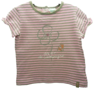 Verbaudet tee-shirt manche courte rose rayé gris motif fleur fille 4 ans - Imagen 1 de 1