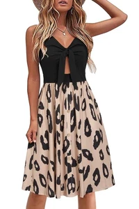 Women's L Summer Dress 2025, Beach Vacation, Bridal, Casual, Leapard Floral - Picture 1 of 4